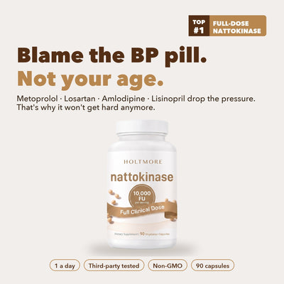 Blame the BP pill. Not your age - metoprolol losartan amlodipine lisinopril drop the pressure - Holtmore Nattokinase 10,000 FU